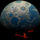 Artist’s depiction of an asteroid-battered Earth during the Hadean.